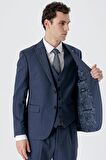 Kırlangıç Yaka Yelekli 6 Drop Slim Fit Dar Kesim Klasik Takım Elbise 1001235168 Koyu Lacivert