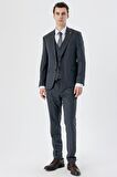 Kırlangıç Yaka Yelekli 6 Drop Slim Fit Dar Kesim Klasik Takım Elbise 1001235168 Lacivert