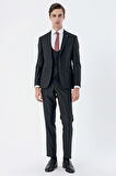 Mono Yaka Astarlı Yelekli 6 Drop Slim Fit Dar Kesim Basic Takım Elbise 1001235186 Siyah
