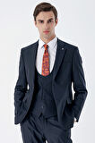 Mono Yaka Astarlı Yelekli 6 Drop Slim Fit Dar Kesim Basic Takım Elbise 1001235186 Lacivert