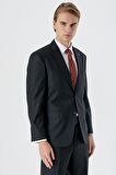 Siyah Mono Yaka Yünlü Likralı 4 Drop Comfort Fit Rahat Kesim Klasik Takım Elbise 1001235901