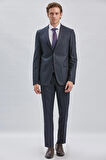 Lacivert Gabardin Mono Yaka 8 Drop Comfort Fit Rahat Kesim Basic Takım Elbise 1001240006