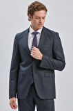 Lacivert Gabardin Mono Yaka 8 Drop Comfort Fit Rahat Kesim Basic Takım Elbise 1001240006