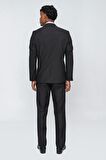 Siyah Gabardin Mono Yaka 4 Drop Comfort Fit Rahat Kesim Basic Takım Elbise 1001240009