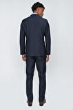 Lacivert Gabardin Mono Yaka 4 Drop Comfort Fit Rahat Kesim Basic Takım Elbise 1001240009