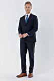 Lacivert Gabardin Mono Yaka 6 Drop Comfort Fit Rahat Kesim Basic Takım Elbise 1001240010