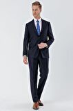 Lacivert Gabardin Mono Yaka 6 Drop Comfort Fit Rahat Kesim Basic Takım Elbise 1001240010