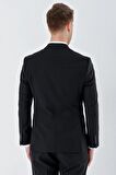 Siyah Gabardin Kırlangıç Yaka 6 Drop Slim Fit Dar Kesim Basic Takım Elbise 1001240011
