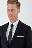 Siyah Gabardin Kırlangıç Yaka 6 Drop Slim Fit Dar Kesim Basic Takım Elbise 1001240011