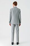 Gri Mono Yaka Çift Yırtmaç 6 Drop Comfort Fit Rahat Kesim Klasik Takım Elbise 1001240102
