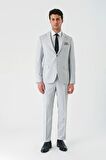 Gri Örme Kırlangıç Yaka 6 Drop Comfort Fit Rahat Kesim Klasik Takım Elbise 1001240112