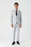 Gri Örme Kırlangıç Yaka 6 Drop Comfort Fit Rahat Kesim Klasik Takım Elbise 1001240112