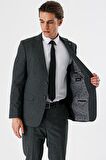 Siyah Desenli Mono Yaka Likralı 6 Drop Comfort Fit Rahat Kesim Klasik Takım Elbise 1001240153