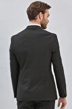 Siyah Çizgili Mono Yaka Astarlı Likralı 6 Drop Slim Fit Dar Kesim Casual Takım Elbise 1001240171