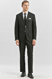Siyah Desenli Armürlü Kırlangıç Yaka Likralı 6 Drop Slim Fit Takım Elbise 1001240172