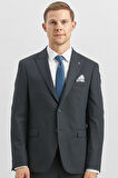 Koyu Lacivert Desenli Armürlü Kırlangıç Yaka Likralı 6 Drop Slim Fit Takım Elbise 1001240172