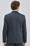 Koyu Lacivert Düz Desen Kılıç Yaka 6 Drop Slim Fit Yelekli Takım Elbise 1001240173