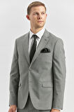 Gri Desenli Mono Yaka Astarlı 6 Drop Slim Fit Dar Kesim Takım Elbise 1001240174