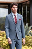 Koyu Lacivert Desenli Mono Yaka Astarlı 6 Drop Slim Fit Dar Kesim Takım Elbise 1001240174