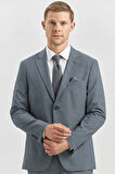 Koyu Lacivert Desenli Mono Yaka Astarlı 6 Drop Slim Fit Dar Kesim Takım Elbise 1001240174