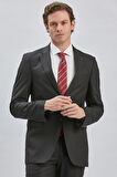 Koyu Lacivert Çizgili Kırlangıç Yaka Astarlı 6 Drop Slim Fit Dar Kesim Takım Elbise 1001240175