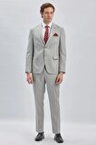 Gri Armürlü Kırlangıç Yaka Astarlı 6 Drop Slim Fit Dar Kesim Takım Elbise 1001240176