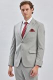 Gri Armürlü Kırlangıç Yaka Astarlı 6 Drop Slim Fit Dar Kesim Takım Elbise 1001240176