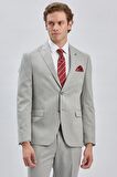 Gri Armürlü Kırlangıç Yaka Astarlı 6 Drop Slim Fit Dar Kesim Takım Elbise 1001240176