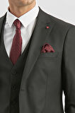 Siyah Kırlangıç Yaka Astarlı Yelekli 6 Drop Slim Fit Dar Kesim Klasik Takım Elbise 1001240179