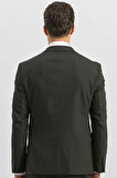 Siyah Desenli Armürlü Mono Yaka Yelekli Likralı 6 Drop Slim Fit Takım Elbise 1001240180