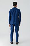 Lacivert Gabardin Kırlangıç Yaka Yelekli 6 Drop Slim Fit Klasik Takım Elbise 1001240187