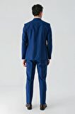 Lacivert Gabardin Kırlangıç Yaka Yelekli 6 Drop Slim Fit Klasik Takım Elbise 1001240187