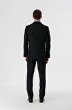 Siyah Çıkarılabilir Şal Yaka Yelekli Likralı 6 Drop Slim Fit Smokin Damatlık 1001240202