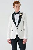 Açık Krem Çıkarılabilir Kırlangıç Yaka Likralı 6 Drop Slim Fit Smokin Damatlık 1001240204
