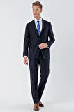 Lacivert Gabardin Mono Yaka 6 Drop Comfort Fit Rahat Kesim Basic Takım Elbise 1001245010