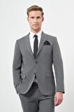 Füme Çizgili Mono Yaka Astarlı 6 Drop Slim Fit Dar Kesim Takım Elbise 1001245102