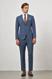Lacivert Çizgili Mono Yaka Astarlı 6 Drop Slim Fit Dar Kesim Takım Elbise 1001245106