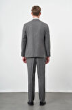 Füme Düz Flannel Mono Yaka Tam Astar Çift Yırtmaç 2 Düğme 4 Drop Comfort Fit Classic Takım Elbise 1001245163