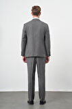 Füme Düz Flannel Mono Yaka Tam Astar Çift Yırtmaç 2 Düğme 4 Drop Comfort Fit Classic Takım Elbise 1001245163