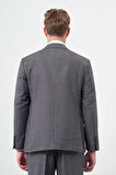 Koyu Antrasit Düz Flannel Mono Yaka Tam Astar Çift Yırtmaç 2 Düğme 4 Drop Comfort Fit Classic Takım Elbise 1001245163