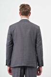 Koyu Antrasit Düz Flannel Mono Yaka Tam Astar Çift Yırtmaç 2 Düğme 4 Drop Comfort Fit Classic Takım Elbise 1001245163