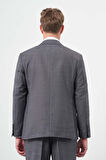 Koyu Antrasit Düz Flannel Mono Yaka Tam Astar Tek Yırtmaç 2 Düğme 4 Drop Comfort Fit Classic Takım Elbise 1001245164