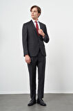 Siyah Düz Gabardin Mono Yaka Tam Astar Çift Yırtmaç 2 Düğme 6 Drop Comfort Fit Classic Takım Elbise 1001245171