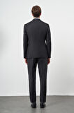 Siyah Düz Gabardin Mono Yaka Tam Astar Çift Yırtmaç 2 Düğme 6 Drop Comfort Fit Classic Takım Elbise 1001245171