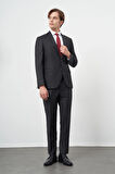 Siyah Düz Gabardin Mono Yaka Tam Astar Çift Yırtmaç 2 Düğme 6 Drop Comfort Fit Classic Takım Elbise 1001245171