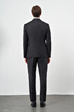 Siyah Düz Gabardin Mono Yaka Tam Astar Çift Yırtmaç 2 Düğme 6 Drop Comfort Fit Classic Takım Elbise 1001245171
