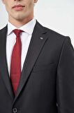 Siyah Düz Gabardin Mono Yaka Tam Astar Çift Yırtmaç 2 Düğme 6 Drop Comfort Fit Classic Takım Elbise 1001245171