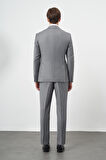 Koyu Füme Düz Gabardin Mono Yaka Tam Astar Çift Yırtmaç 2 Düğme 6 Drop Comfort Fit Classic Takım Elbise 1001245171