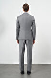 Koyu Füme Düz Gabardin Mono Yaka Tam Astar Çift Yırtmaç 2 Düğme 6 Drop Comfort Fit Classic Takım Elbise 1001245171