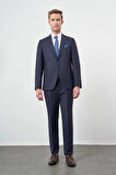 Lacivert Düz Gabardin Mono Yaka Tam Astar Çift Yırtmaç 2 Düğme 6 Drop Comfort Fit Classic Takım Elbise 1001245171